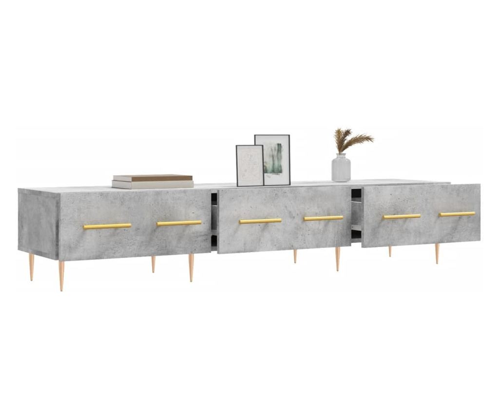 TV Ormarić, boja betona, 150x36x30 cm, konstruirano drvo - 4