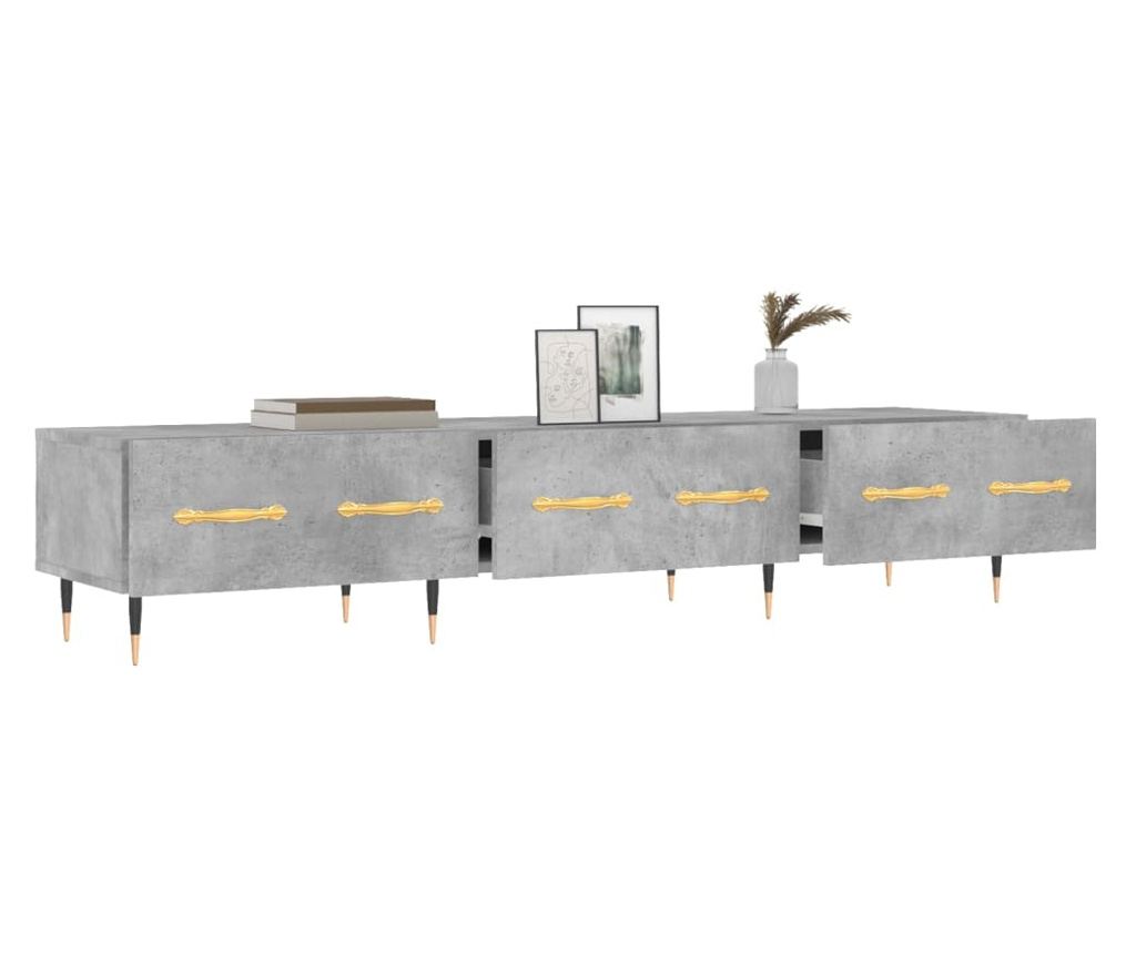 TV komoda, betonsko siva, 150x36x30 cm, obrađeno drvo - 4