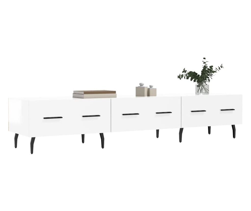 Visokosjajni bijeli TV ormarić, 150x36x30 cm, konstruirano drvo - 3