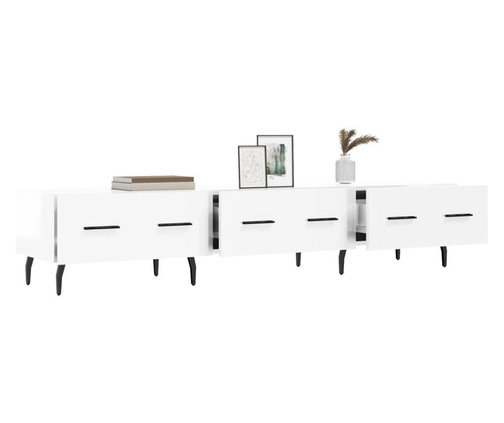 Visokosjajni bijeli TV ormarić, 150x36x30 cm, konstruirano drvo - 4