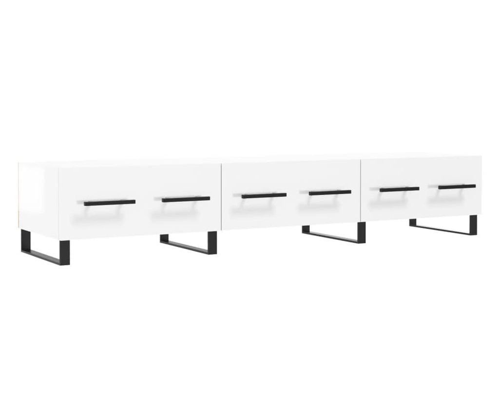 Visokosjajni bijeli TV ormarić, 150x36x30 cm, konstruirano drvo - 2