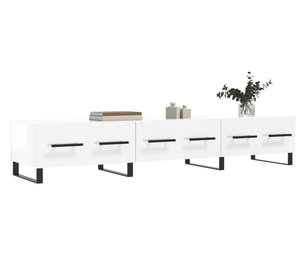 Visokosjajni bijeli TV ormarić, 150x36x30 cm, konstruirano drvo - 3