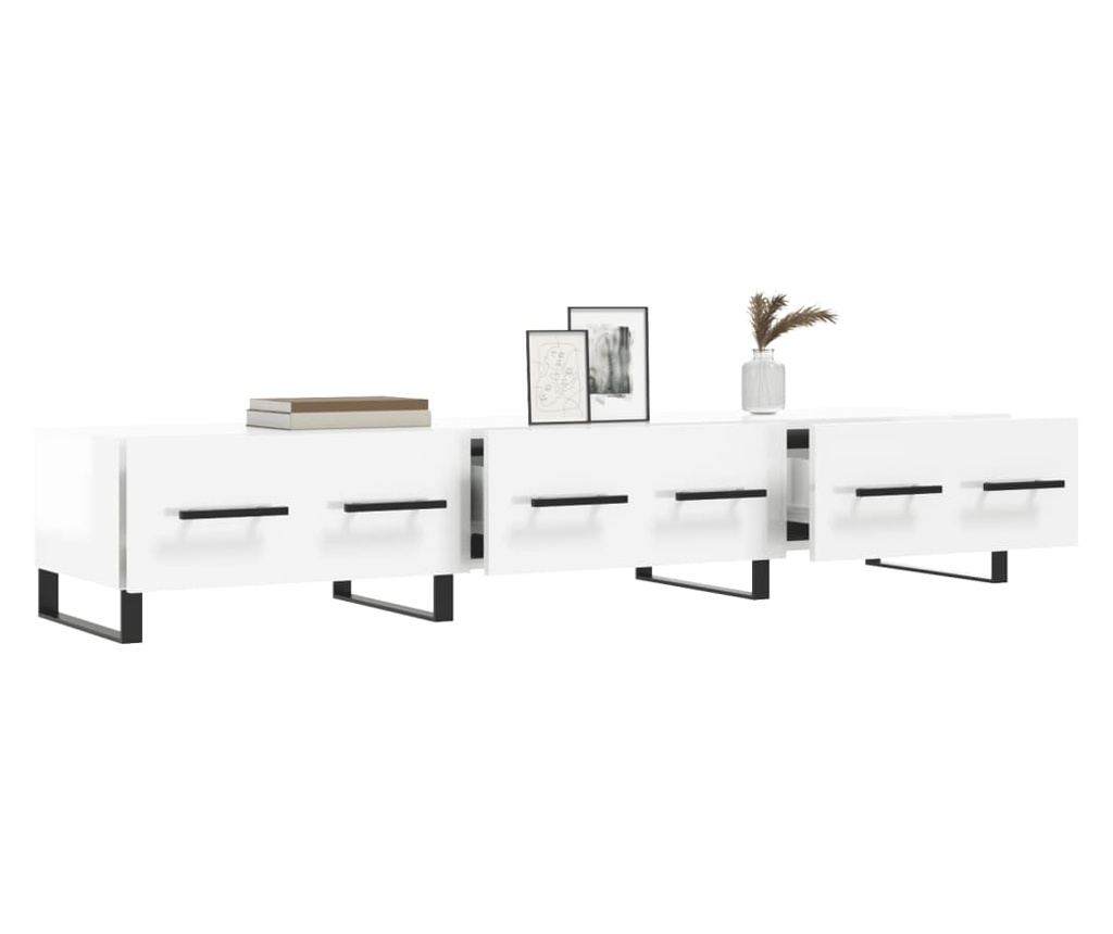 Visokosjajni bijeli TV ormarić, 150x36x30 cm, konstruirano drvo - 4
