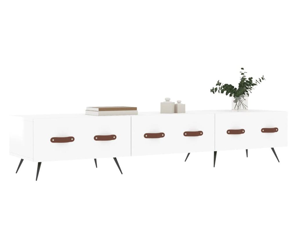 TV komoda, bijela visokog sjaja, 150x36x30 cm, obrađeno drvo - 3