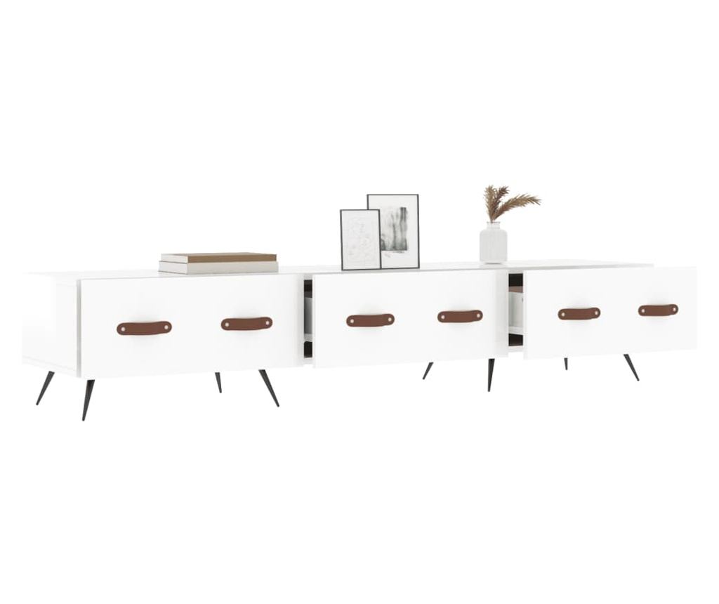 TV komoda, bijela visokog sjaja, 150x36x30 cm, obrađeno drvo - 4