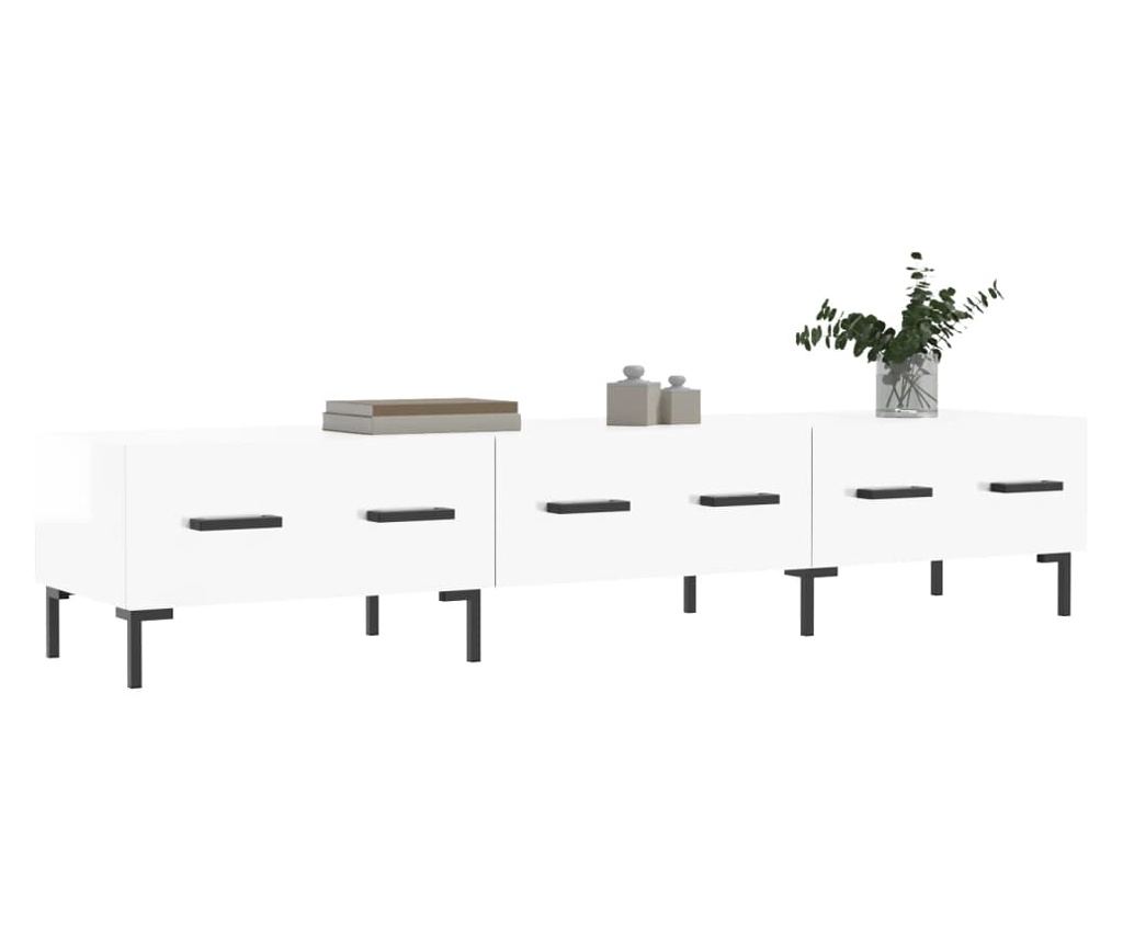 Visokosjajni bijeli TV ormarić, 150x36x30 cm, konstruirano drvo - 3