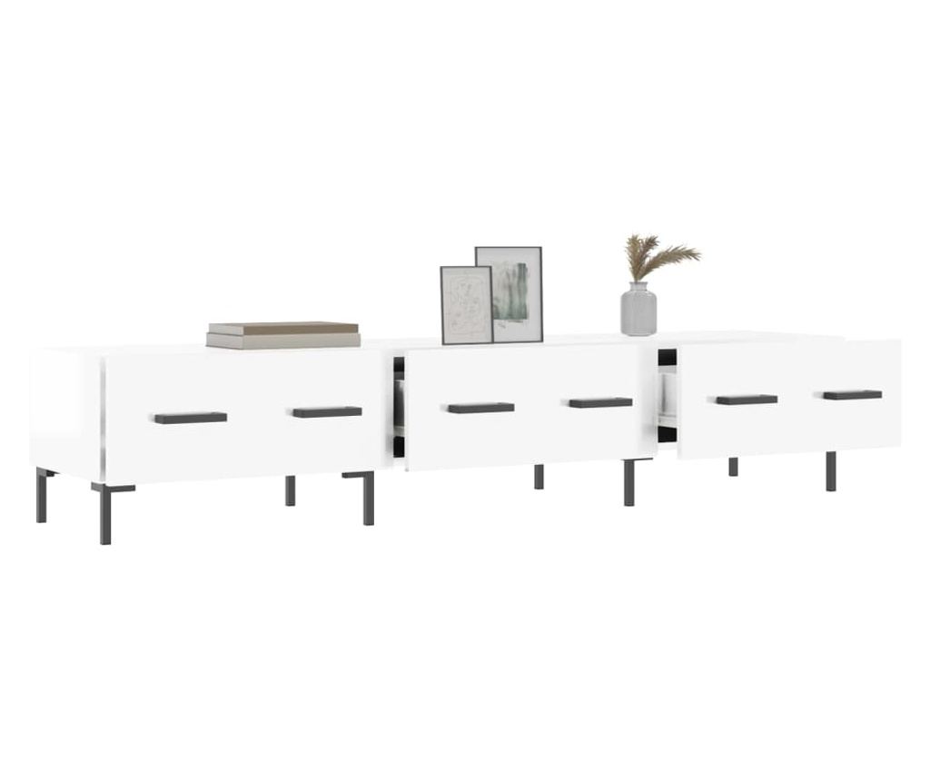 Visokosjajni bijeli TV ormarić, 150x36x30 cm, konstruirano drvo - 4