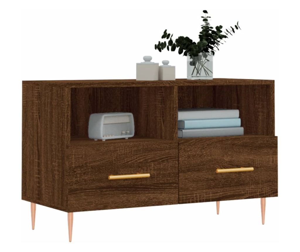 TV komoda, smeđi hrast, 80x36x50 cm, obrađeno drvo - 3