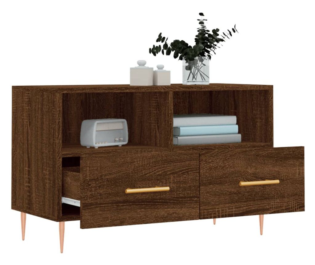 TV komoda, smeđi hrast, 80x36x50 cm, obrađeno drvo - 4