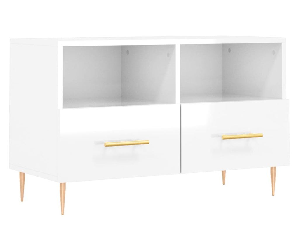 TV komoda, bijela visokog sjaja, 80x36x50 cm, obrađeno drvo - 2