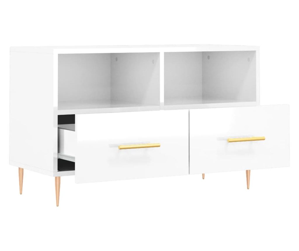 TV komoda, bijela visokog sjaja, 80x36x50 cm, obrađeno drvo - 6