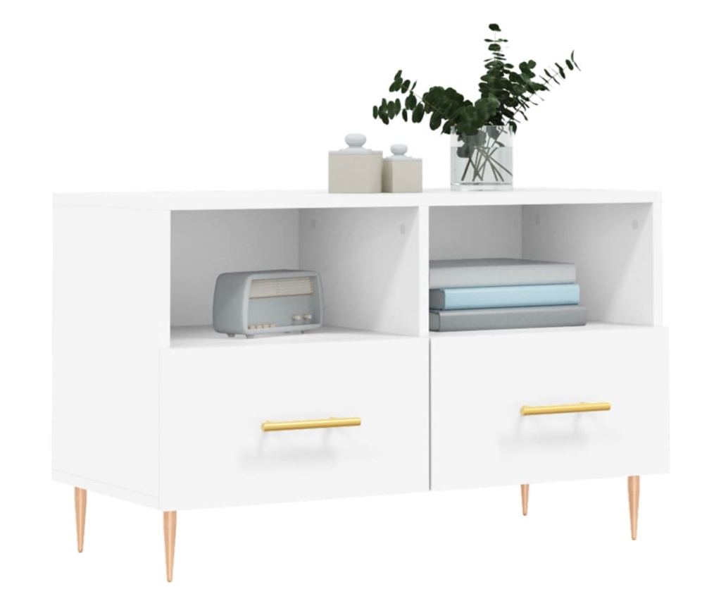 Bijeli TV ormarić, 80x36x50 cm, Konstruirano drvo - 3