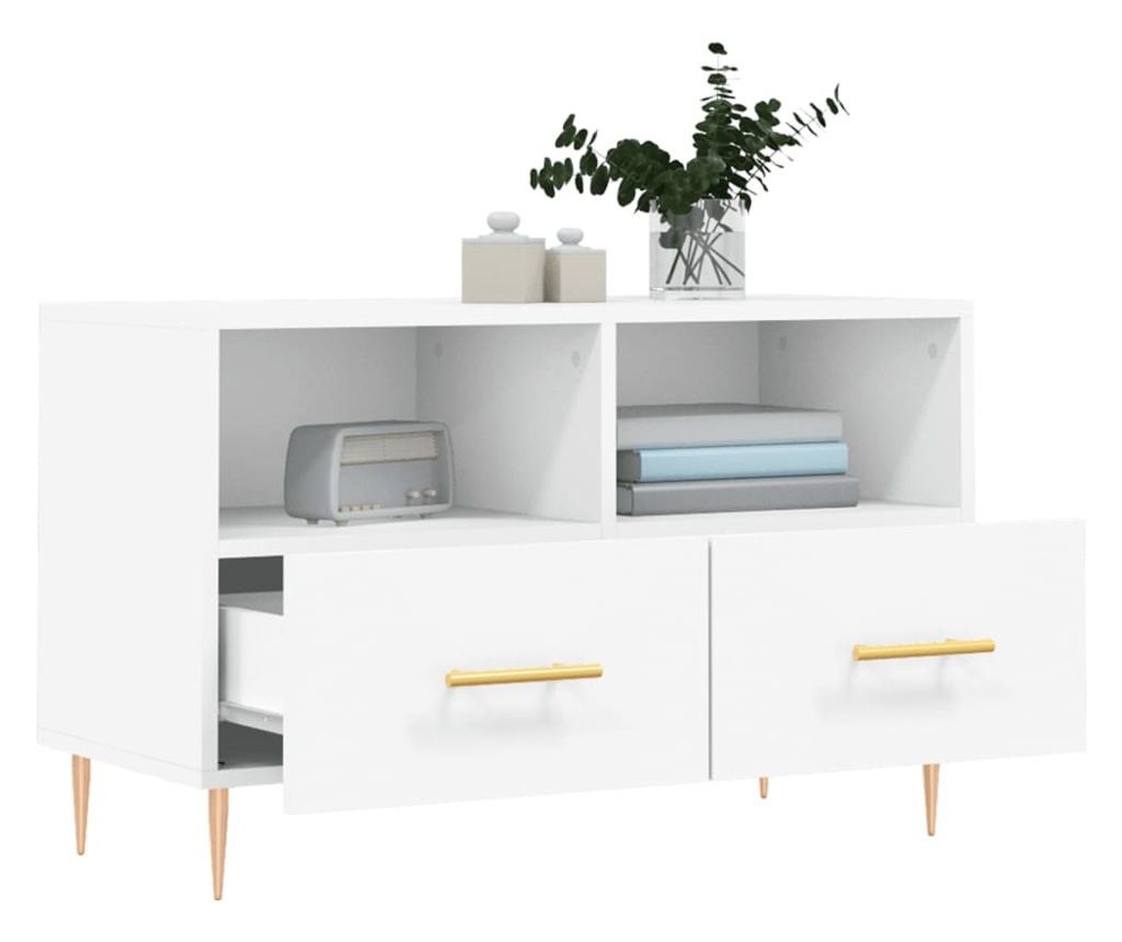 Bijeli TV ormarić, 80x36x50 cm, Konstruirano drvo - 4