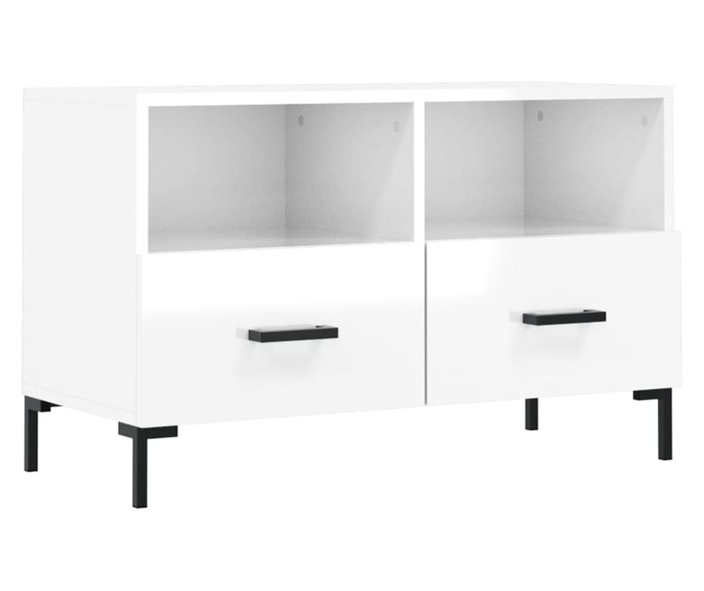 Visokosjajni bijeli TV ormarić, 80x36x50 cm, konstruirano drvo - 2