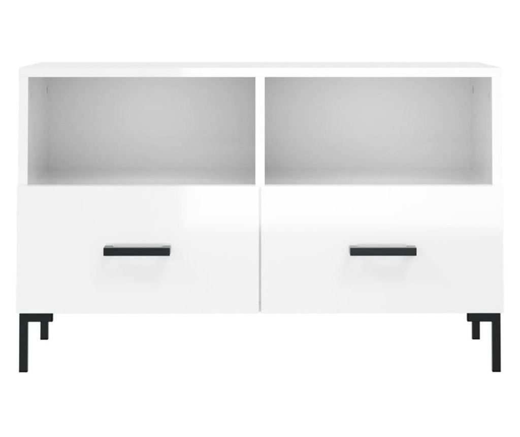 Visokosjajni bijeli TV ormarić, 80x36x50 cm, konstruirano drvo - 5