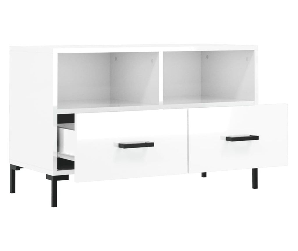 Visokosjajni bijeli TV ormarić, 80x36x50 cm, konstruirano drvo - 6
