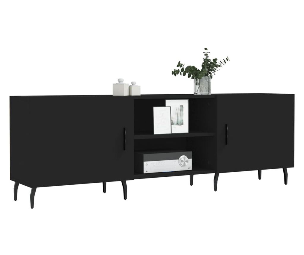 TV komoda, crna, 150x30x50 cm, kompozitno drvo - 3
