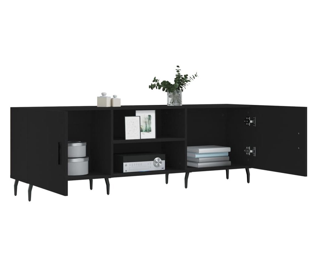 TV komoda, crna, 150x30x50 cm, kompozitno drvo - 4
