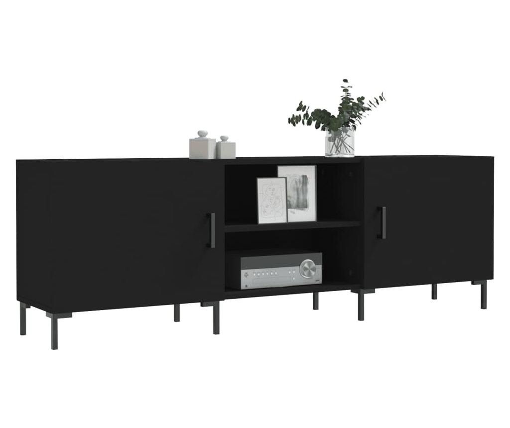 TV stalak, crni, 150x30x50 cm, kompozitno drvo - 3