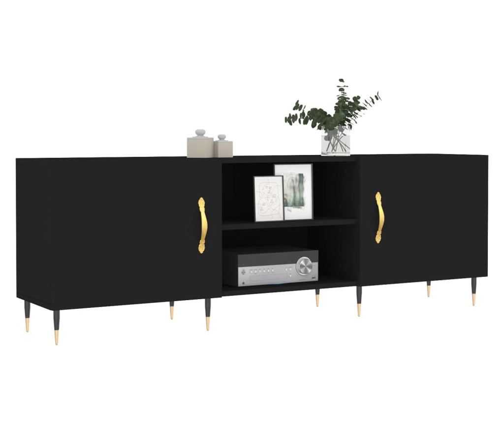 TV komoda, crna, 150x30x50 cm, kompozitno drvo - 3