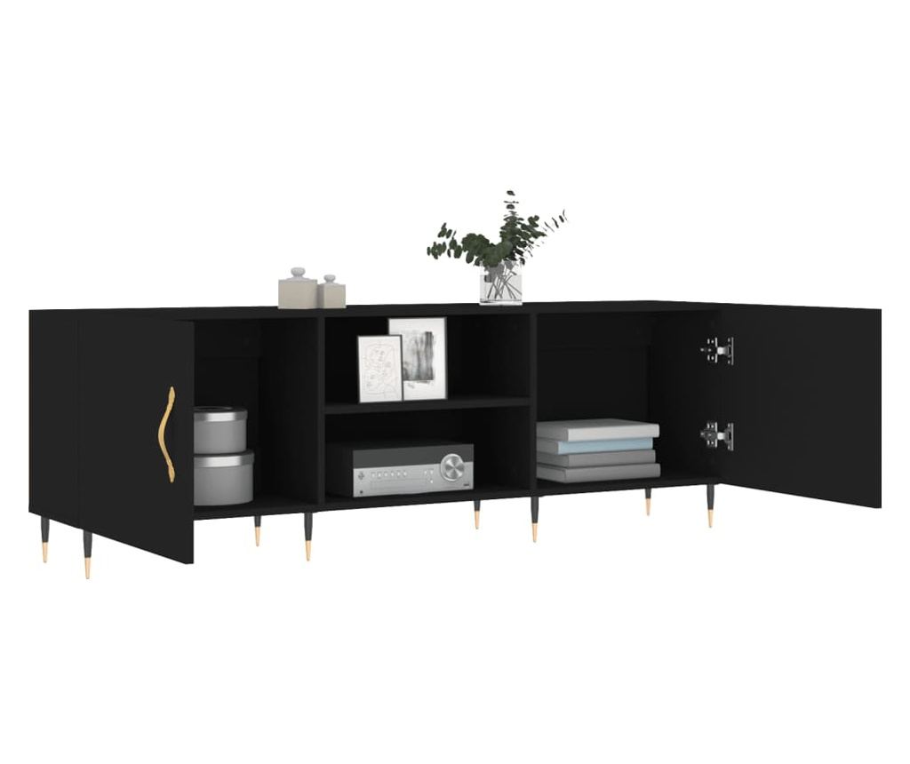 TV komoda, crna, 150x30x50 cm, kompozitno drvo - 4
