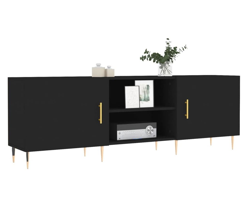 TV stalak, crni, 150x30x50 cm, kompozitno drvo - 3