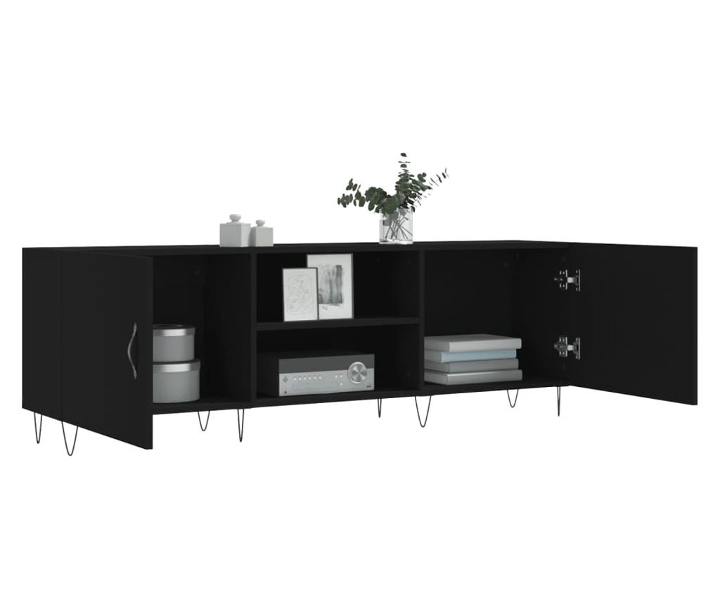 TV komoda, crna, 150x30x50 cm, kompozitno drvo - 4