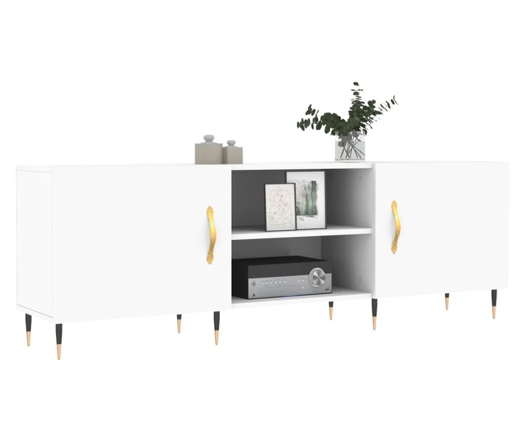 TV komoda, bijela visokog sjaja, 150x30x50 cm, kompozitno drvo - 3