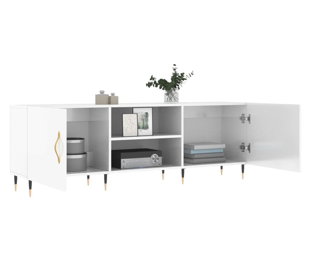 TV komoda, bijela visokog sjaja, 150x30x50 cm, kompozitno drvo - 4