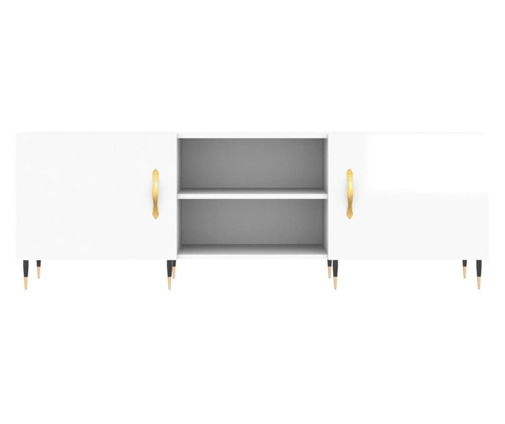 TV komoda, bijela visokog sjaja, 150x30x50 cm, kompozitno drvo - 5