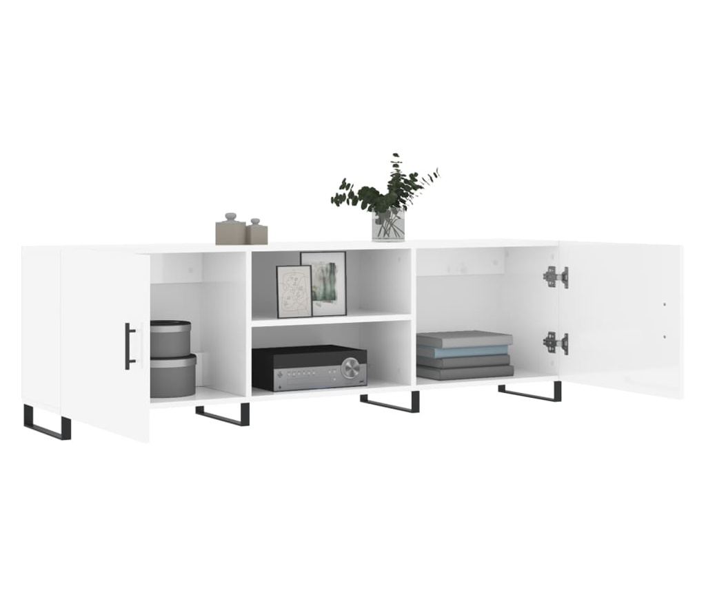 TV komoda, bijela visokog sjaja, 150x30x50 cm, kompozitno drvo - 4