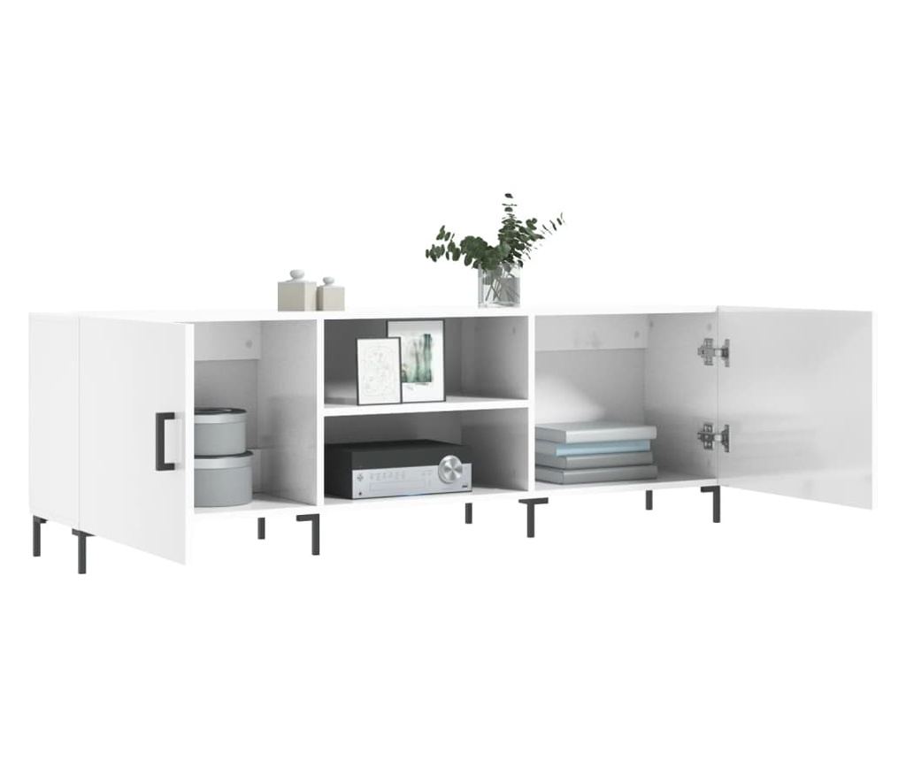 TV komoda, bijela visokog sjaja, 150x30x50 cm, kompozitno drvo - 4