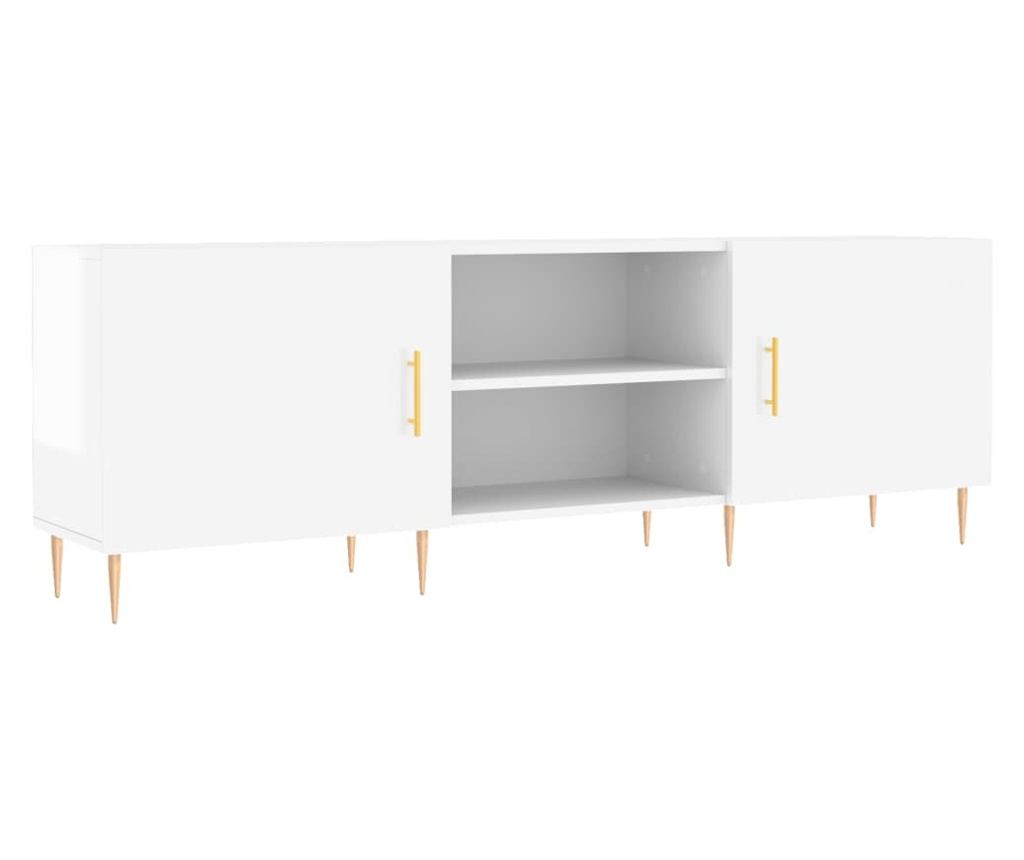 TV komoda, bijela visokog sjaja, 150x30x50 cm, kompozitno drvo - 2