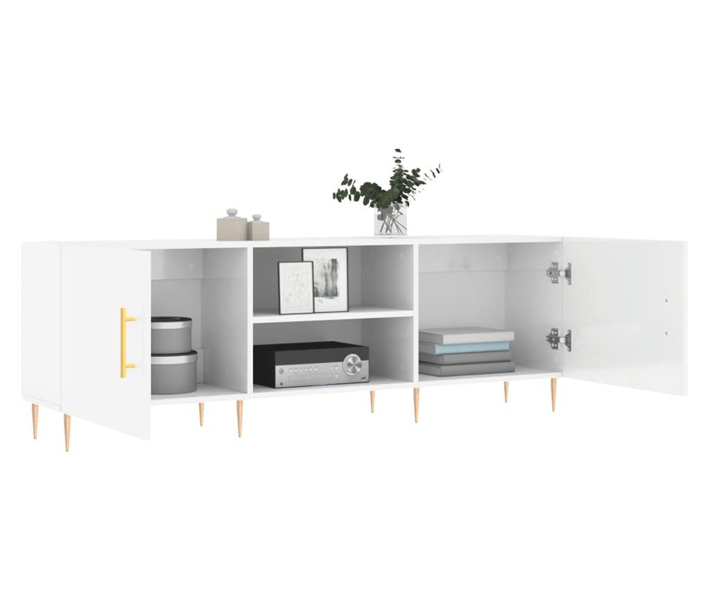 TV komoda, bijela visokog sjaja, 150x30x50 cm, kompozitno drvo - 4