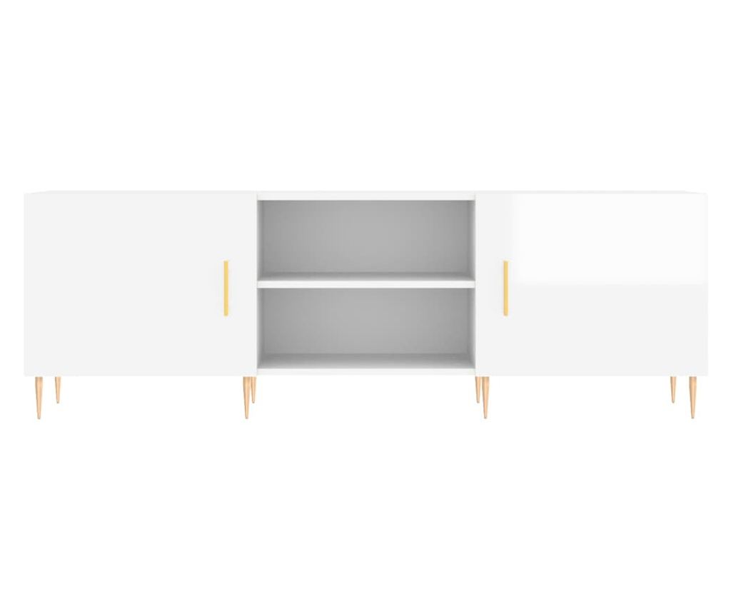 TV komoda, bijela visokog sjaja, 150x30x50 cm, kompozitno drvo - 5