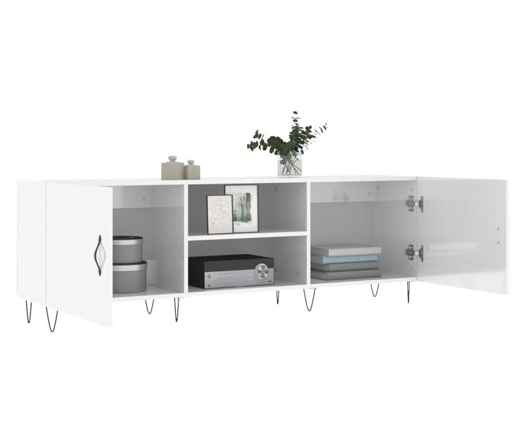 TV komoda, bijela visokog sjaja, 150x30x50 cm, kompozitno drvo - 4