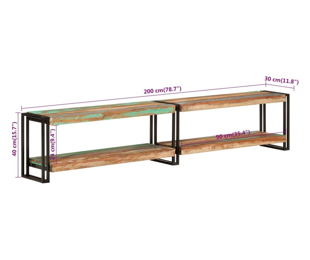 TV Ormarić, 200x30x40 cm, Masivno Reciklirano Drvo - 7