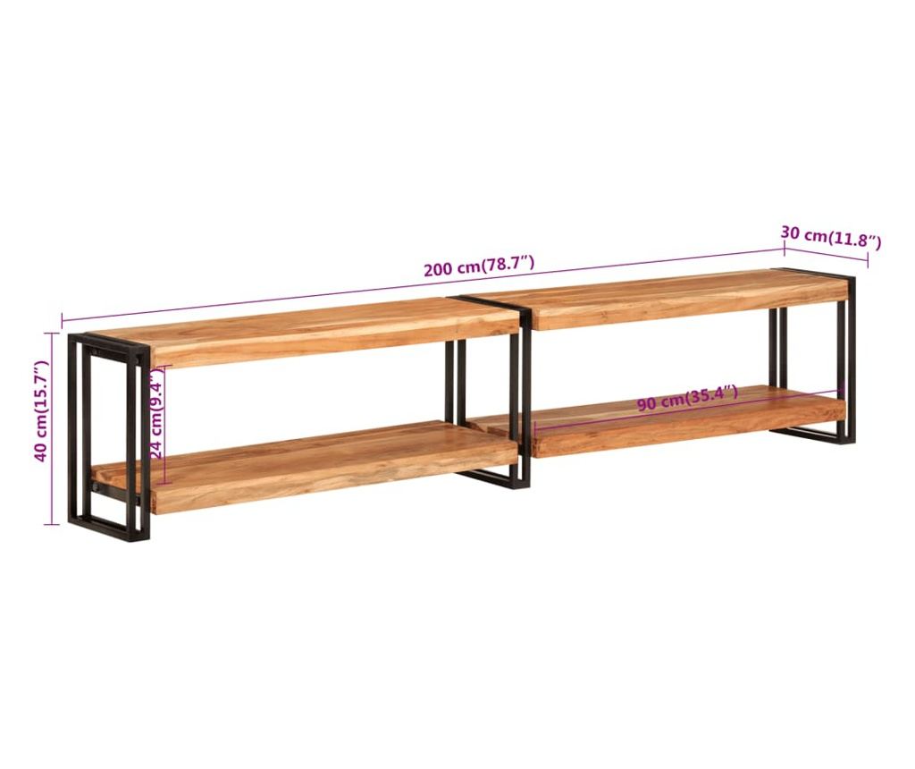 TV komoda, 200x30x40 cm, masivno drvo akacije - 7