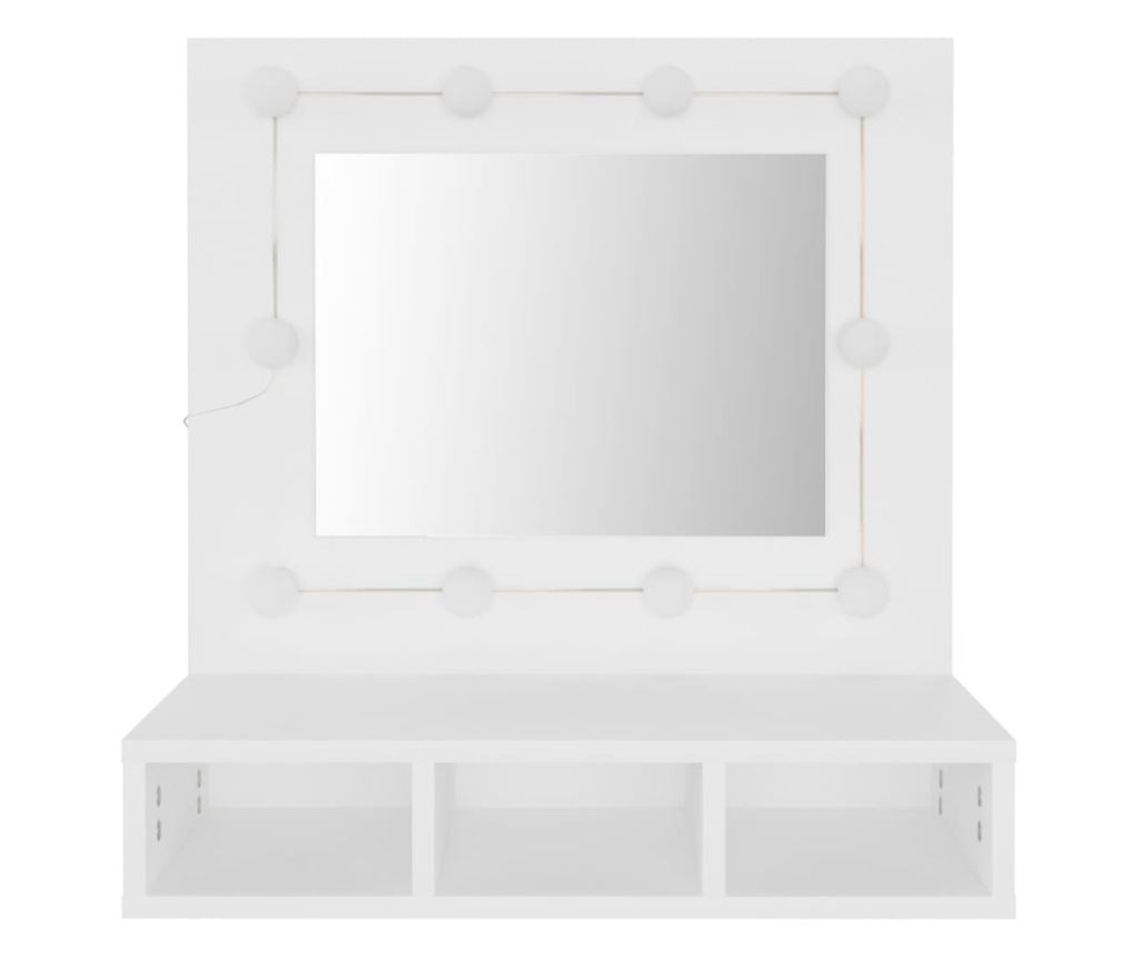 Dulap cu oglindă și LED, alb, 60x31,5x62 cm - 5