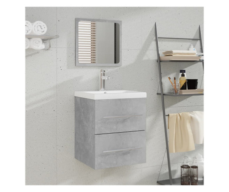 Шкаф за баня с огледало, бетонно сив, 41x38.5x48 см