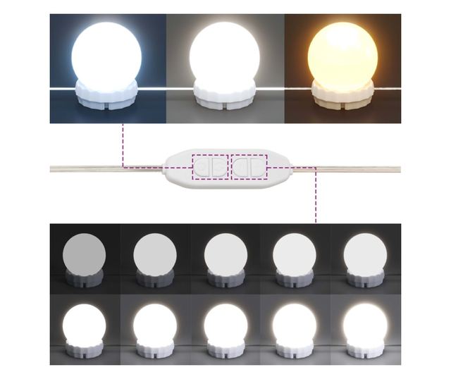 Beton szrke LED-es sminkasztal, 74,5x40x141 cm