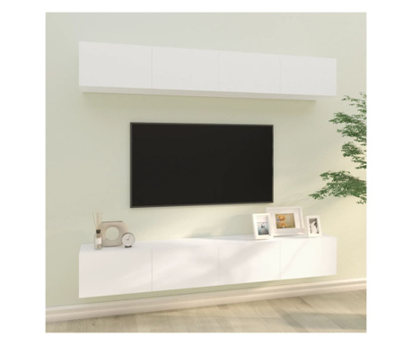 Dulapuri TV de perete, 4 buc., alb, 100x30x30 cm