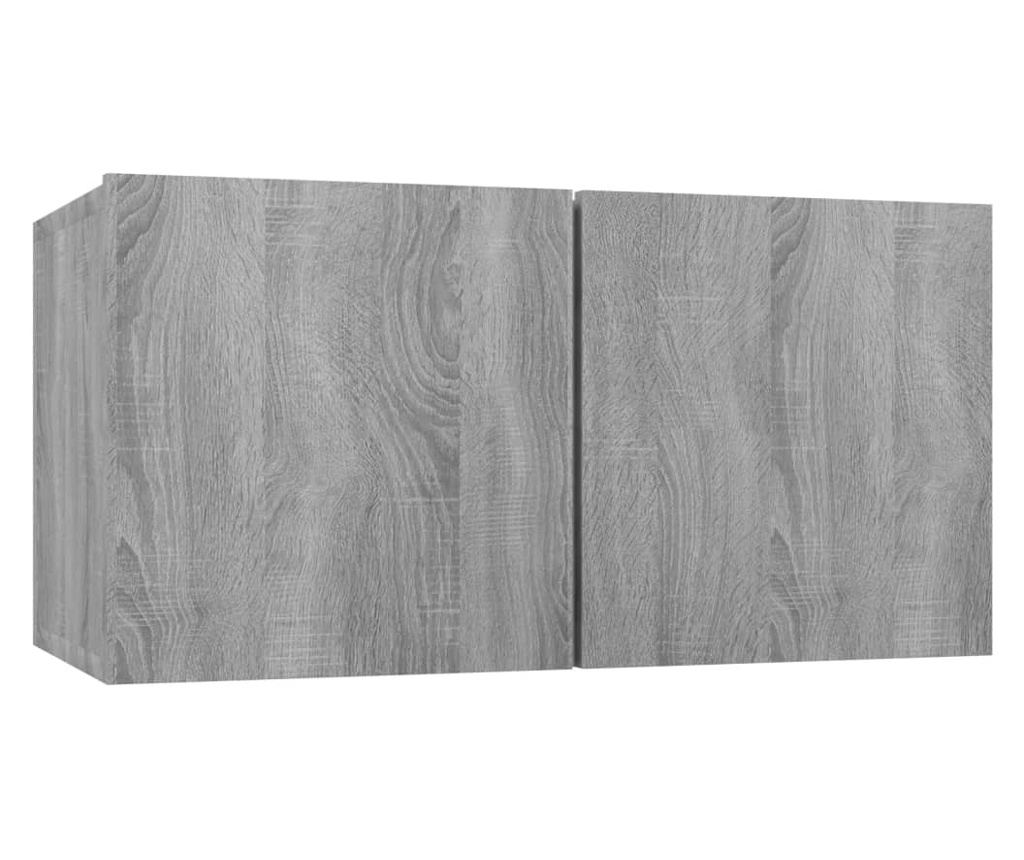3 db Sonoma szürke falra szerelhető TV szekrény 60x30x30 cm forgácslap - 4