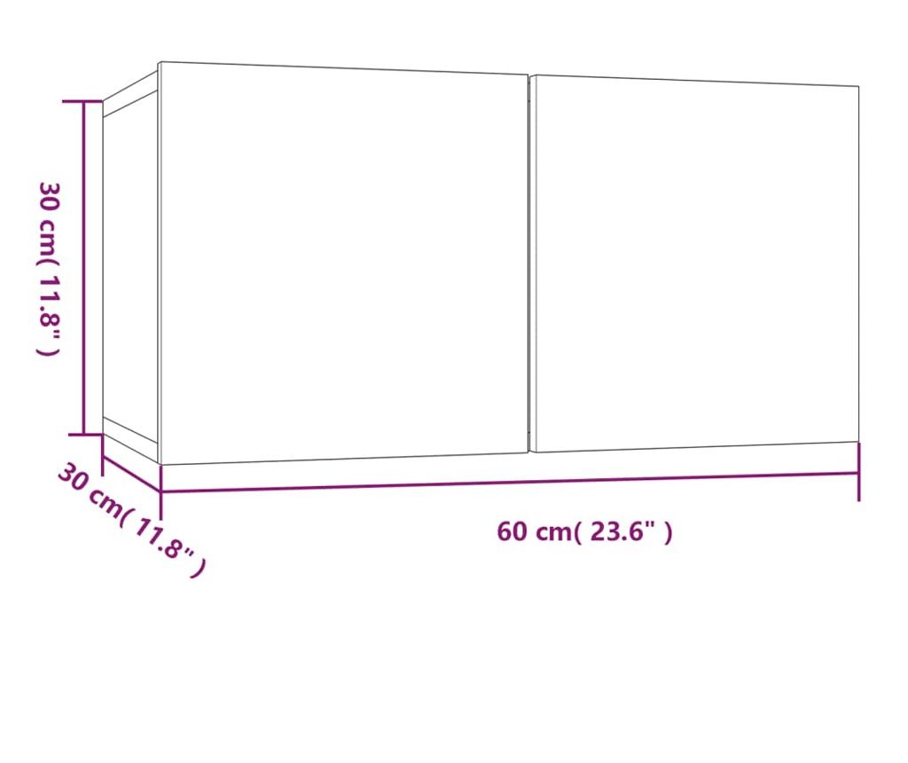 3 db Sonoma szürke falra szerelhető TV szekrény 60x30x30 cm forgácslap - 9