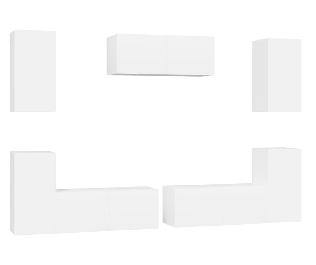 Set TV ormarića, 7 komada, Bijela, Konstruirano drvo - 2