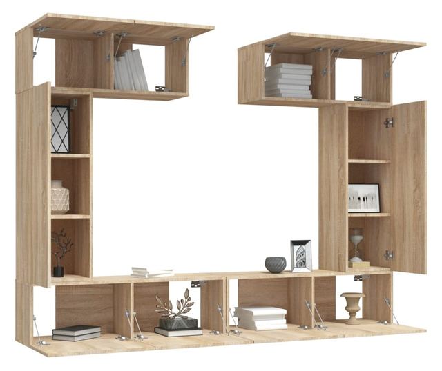 Set dulap TV, 6 piese, stejar sonoma, lemn prelucrat