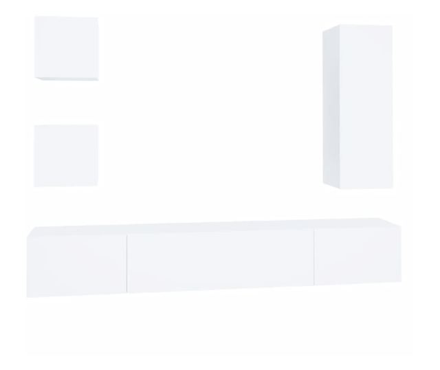 Zestaw szafki TV, 5 części, biały, drewno przetworzone