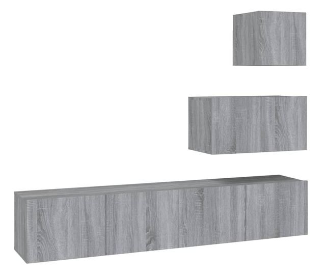 Set dulapuri TV, 4 piese, gri sonoma, lemn prelucrat