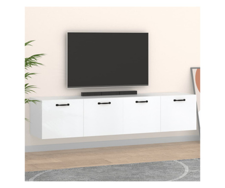 Dulapuri TV de perete, 2 buc., alb, 60x36,5x35 cm lemn compozit