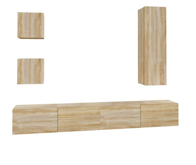 Set TV omare, 5 delov, sonomaski hrast, obdelano leso